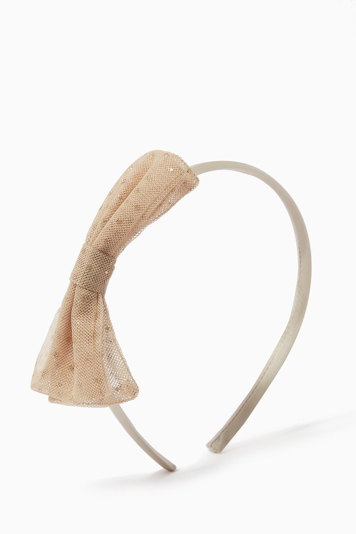 

Party Bow Headband in Satin, Neutral