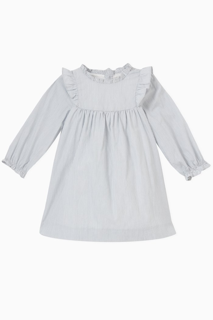 

Ruched-sleeves Dress in Cotton, Grey