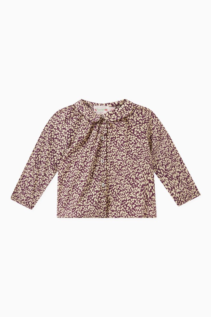 Domino Floral Blouse in Organic-cotton, Red