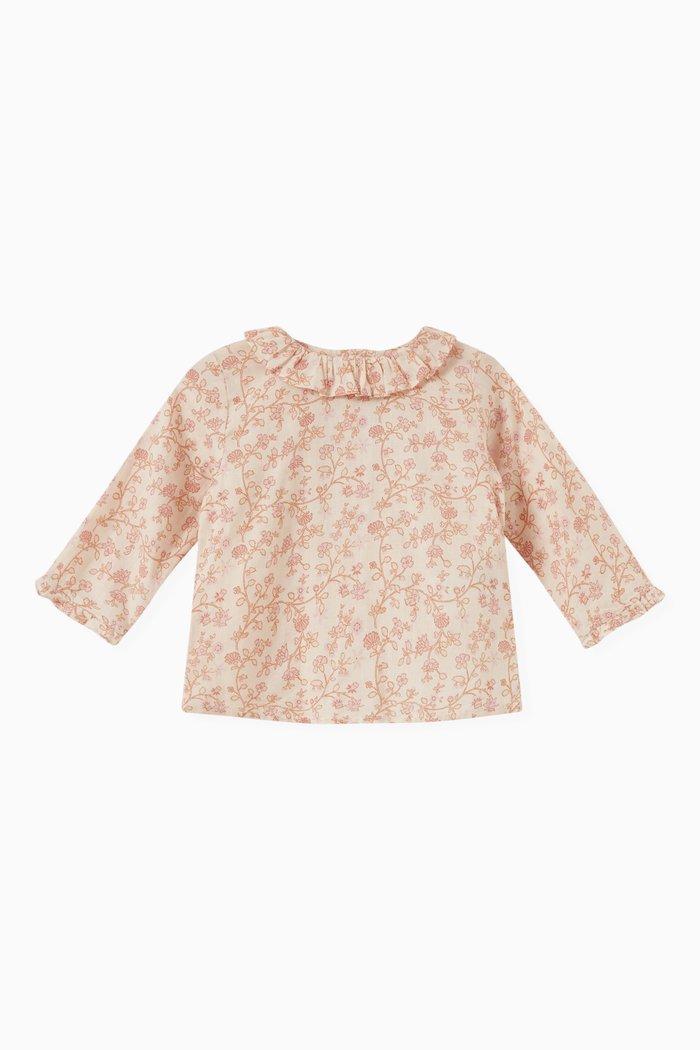 

Floral-print Blouse in Organic Cotton, Pink