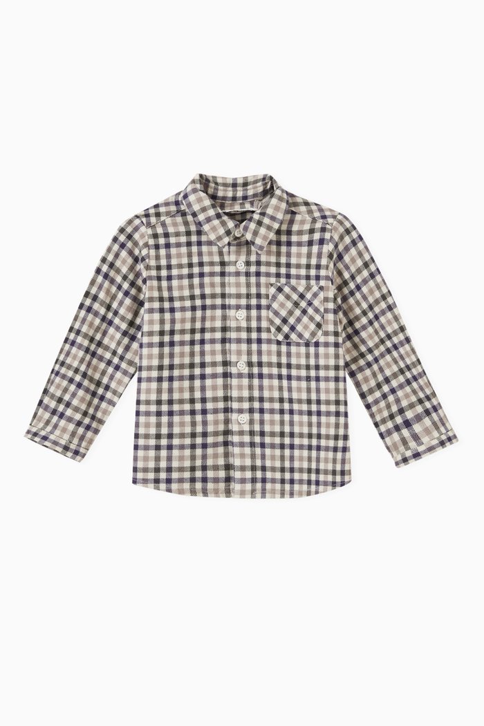 

Checked Polo Shirt in Cotton, Grey