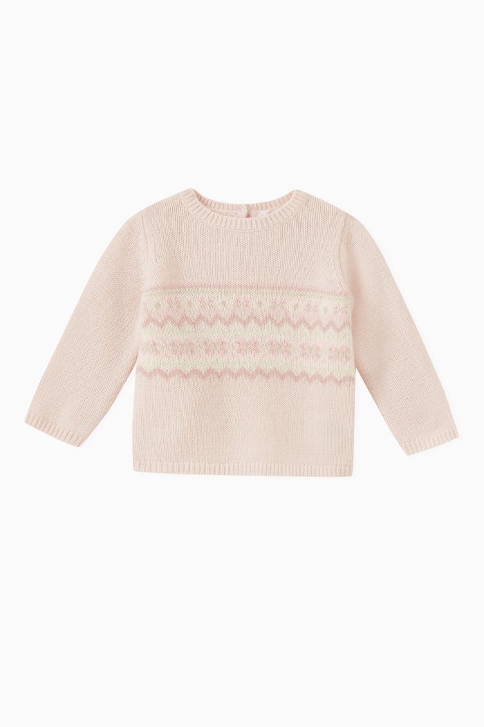 

Striped Knitted Top in Wool, Pink