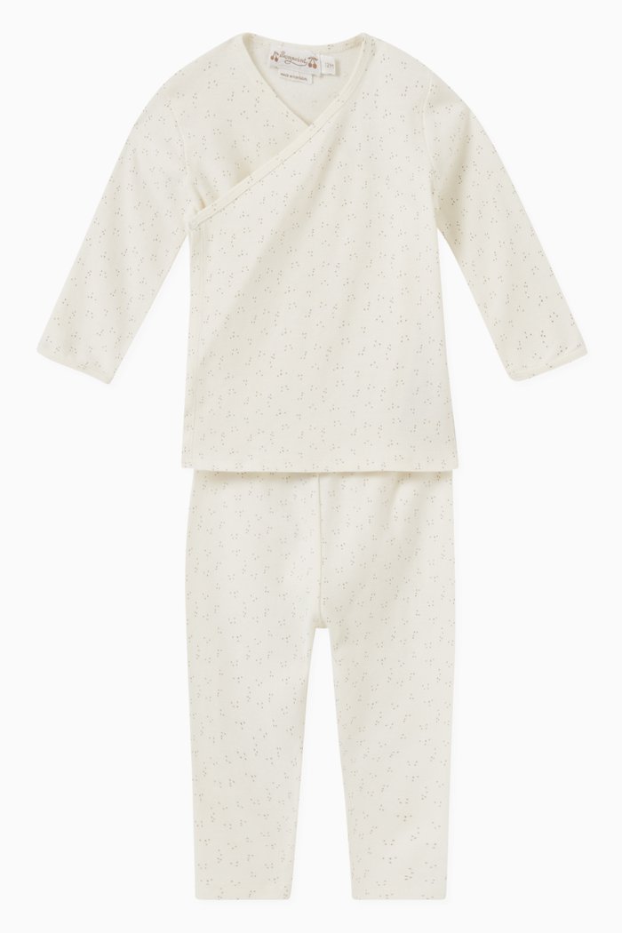 

Cherry Pyjama Set in Cotton, White