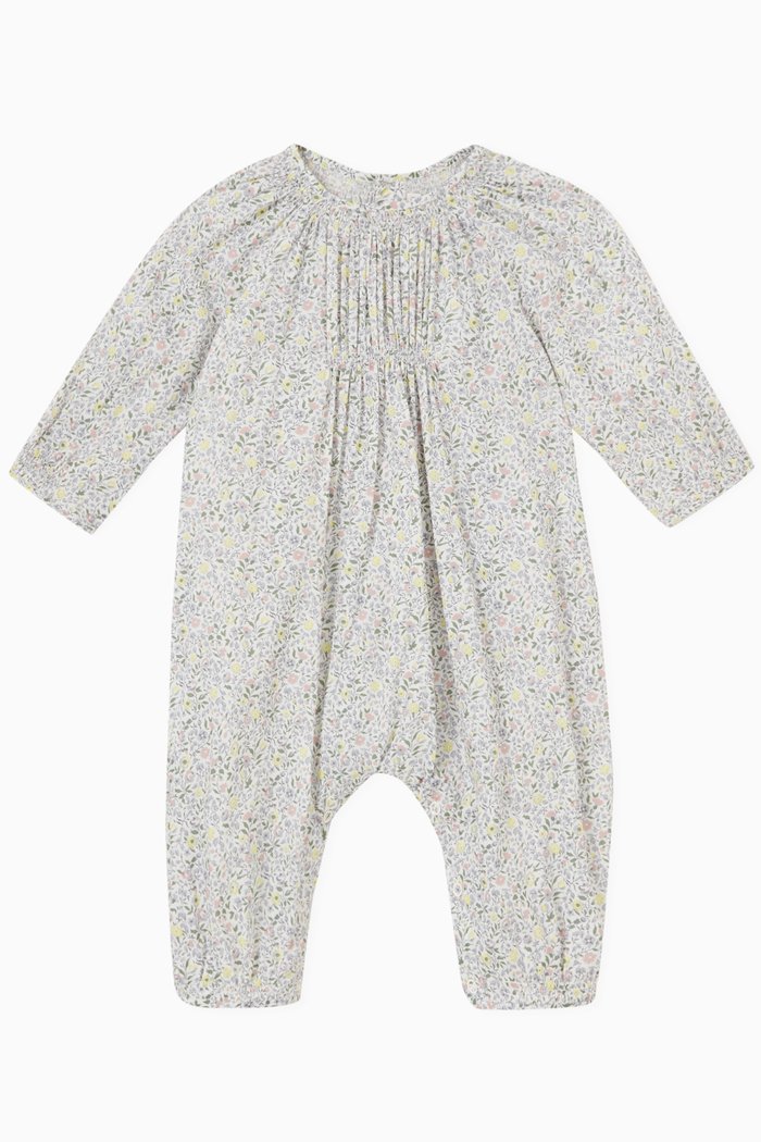 

Smocked Romper in Cotton, Grey