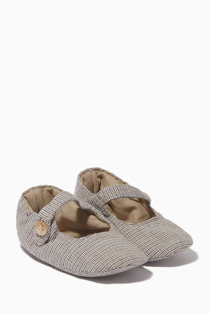 

Striped Quilted Shoes in Cotton, Neutral