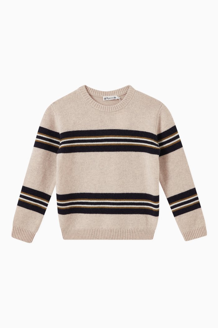 

Striped Sweater in Wool, Neutral