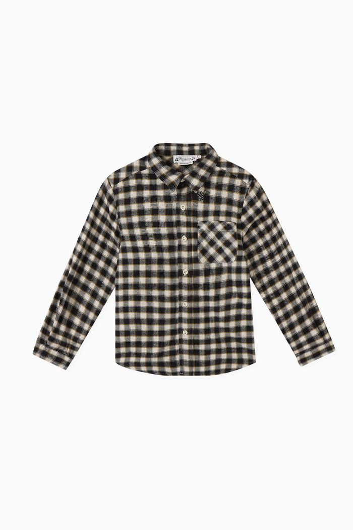 

Tango Checkered Shirt in Cotton, Black
