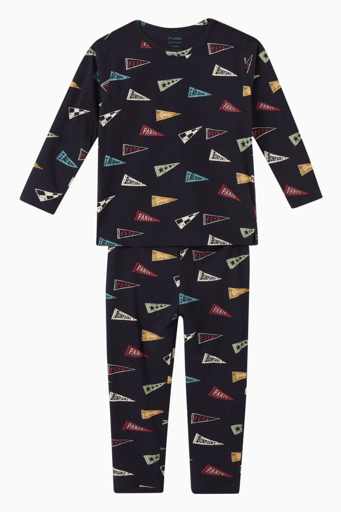 

Flag Print Pyjama, Set of Two, Blue