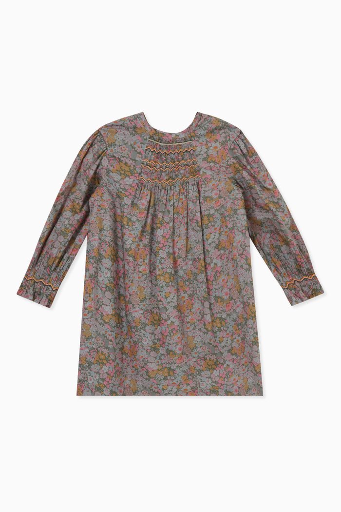 

Divine Smocked Dress in Organic Cotton, Green