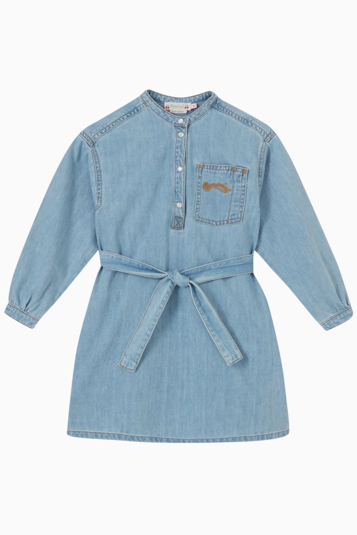 

Logo Denim Dress in Cotton, Blue