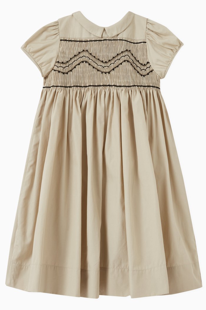 

Smocked Dress in Cotton, Neutral
