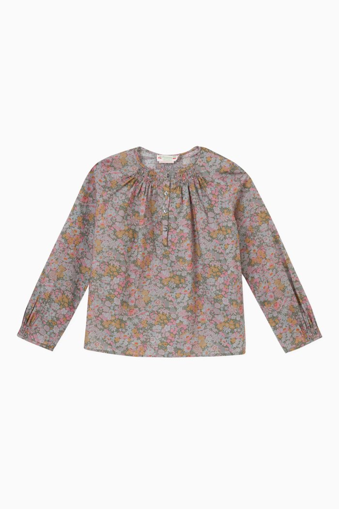 

Floral Print Blouse in Cotton, Green