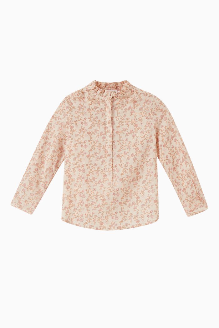 

Floral Print Shirt in Cotton, Pink