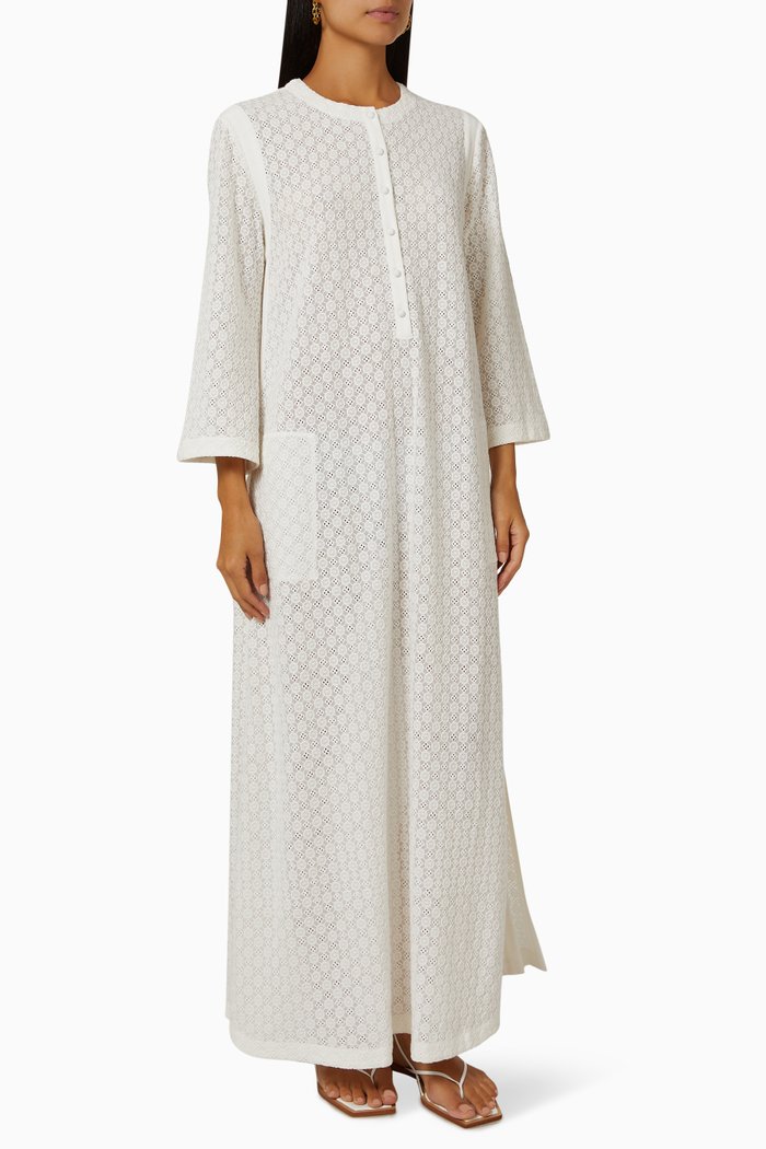 

Madrague Embroidered Maxi Dress in Silk, White