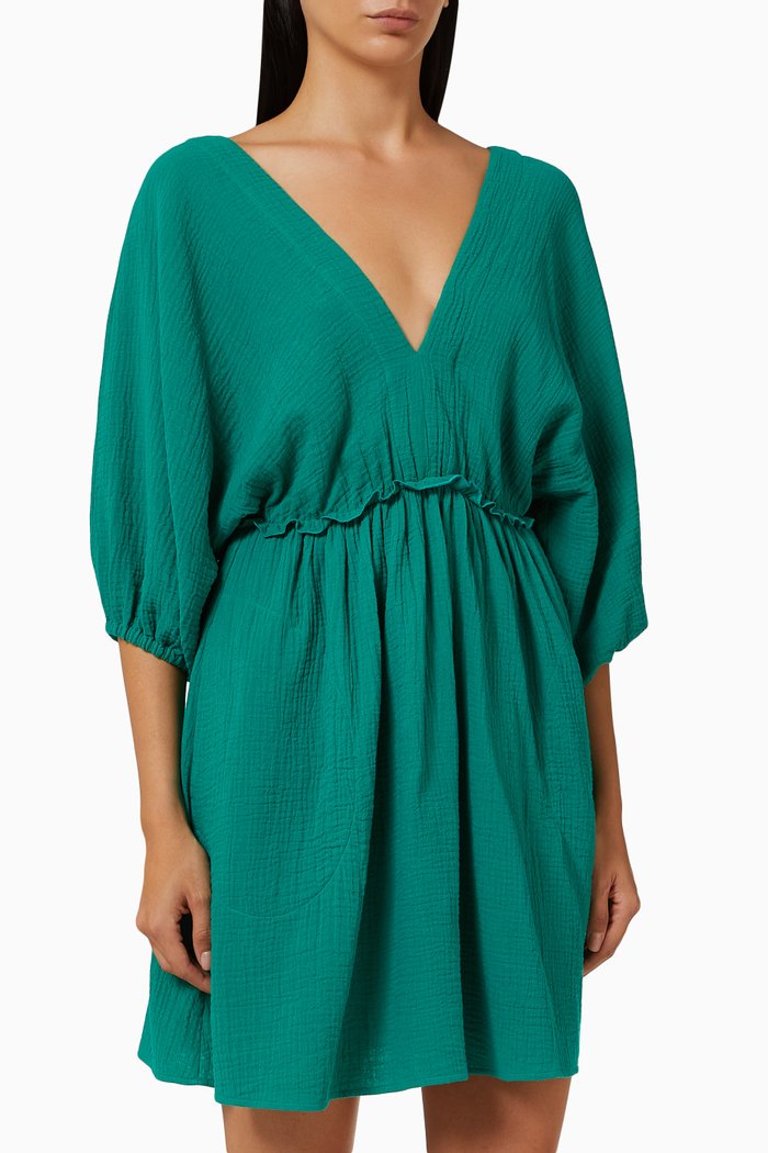 

Eris Short Dress in Cotton Gauze, Green