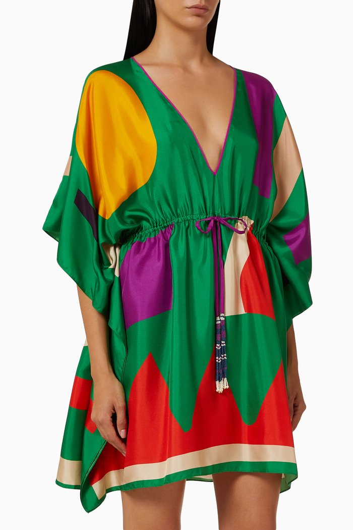 

Rosario Printed Kaftan in Silk, Green