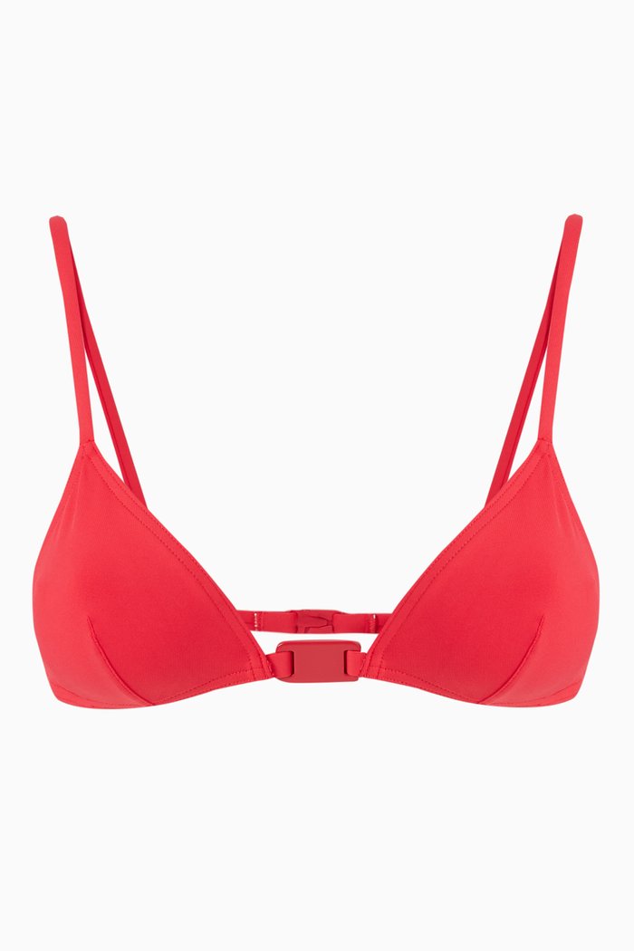 

Shine Triangle Bikini Top, Red