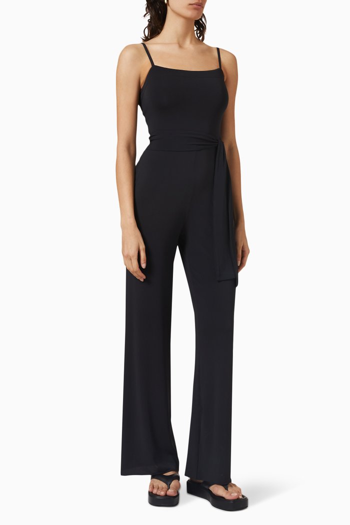

Alba Belted Jumpsuit in Jersey, Black