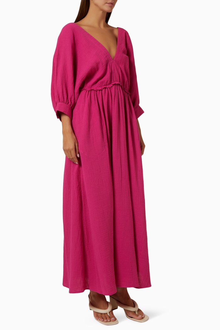 

Selene Maxi Dress in Cotton Gauze, Pink