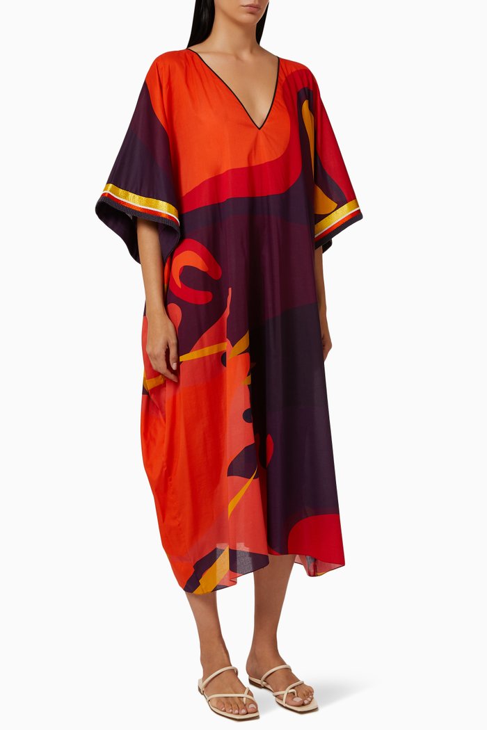 

Luciano Printed Kaftan in Cotton, Pink