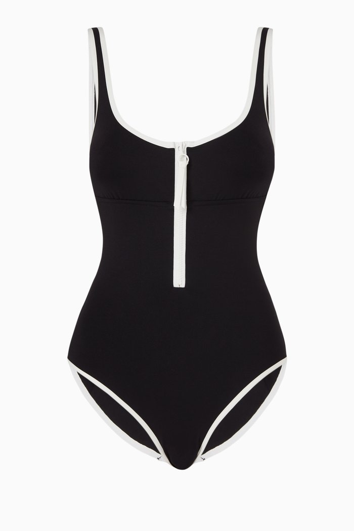 

Chrono Zip-up One-piece Swimsuit, Black