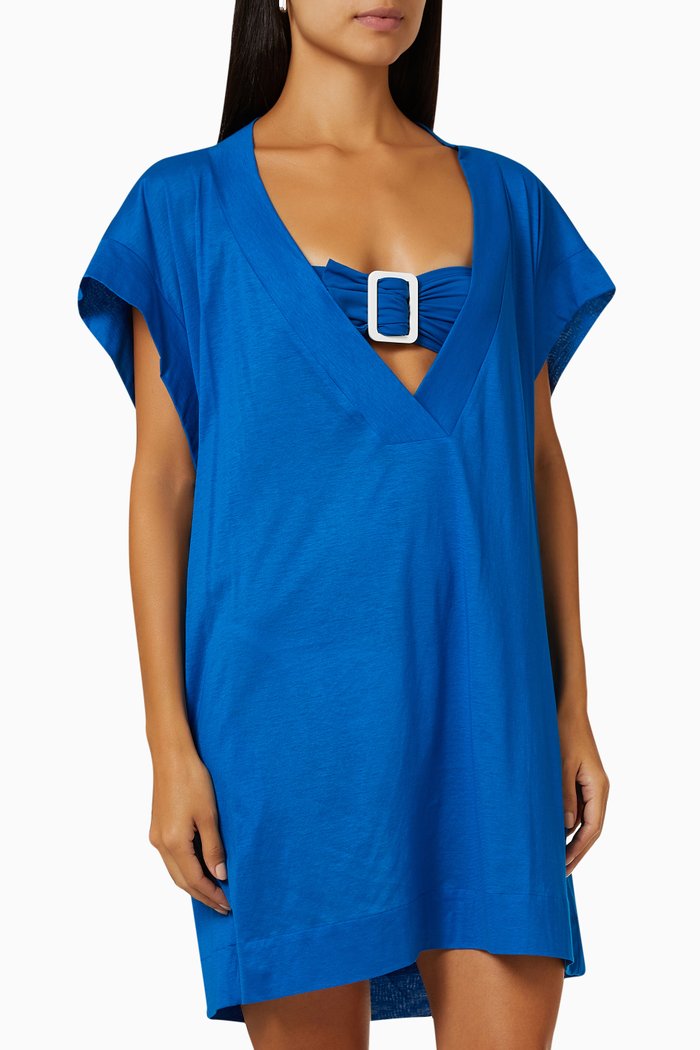 

Renée Oversized T-shirt Dress in Cotton, Blue