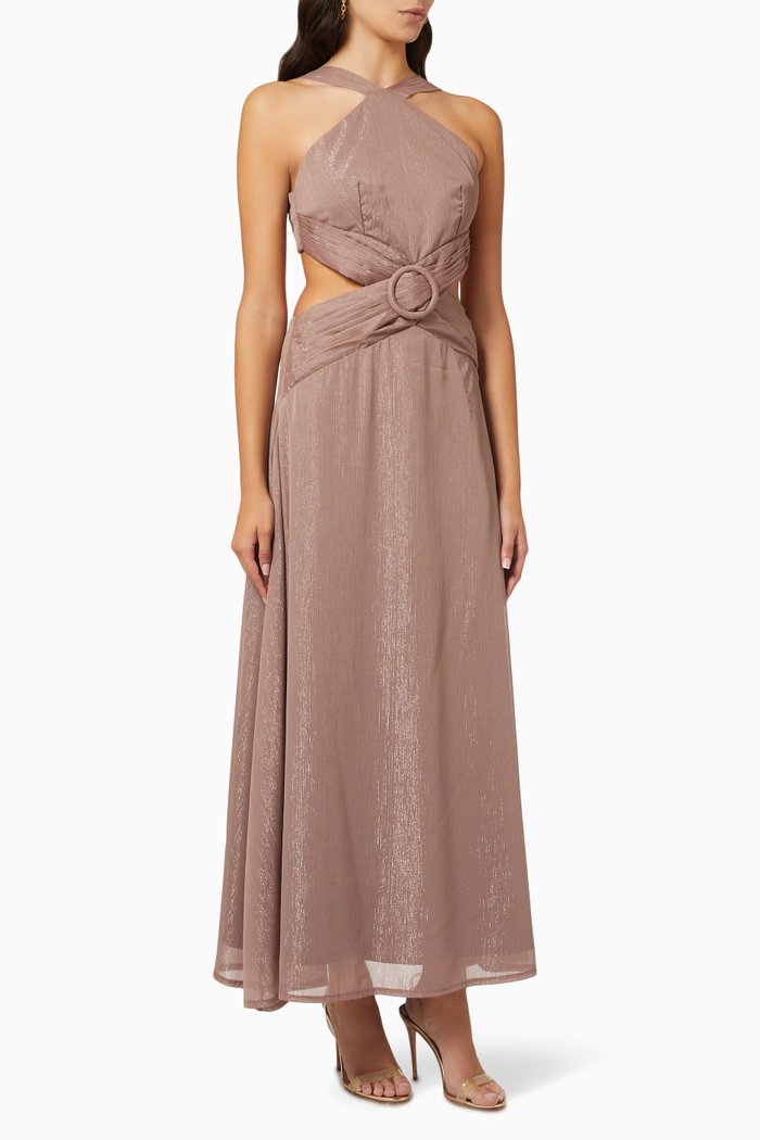 

Halterneck Cut-out Dress, Neutral