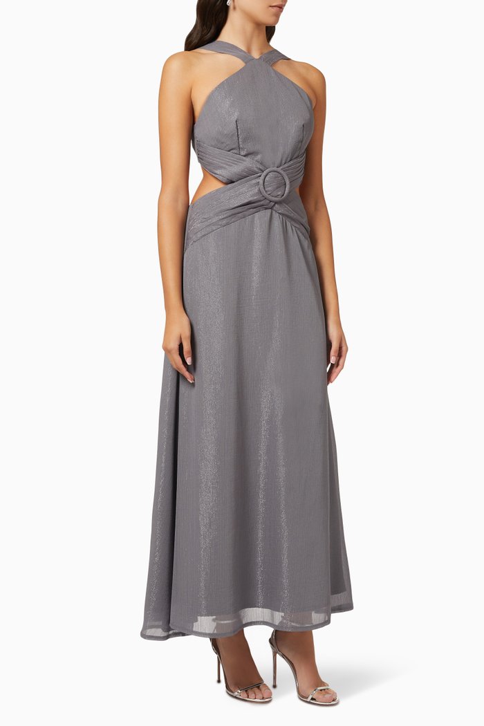 

Halterneck Cut-out Dress, Grey