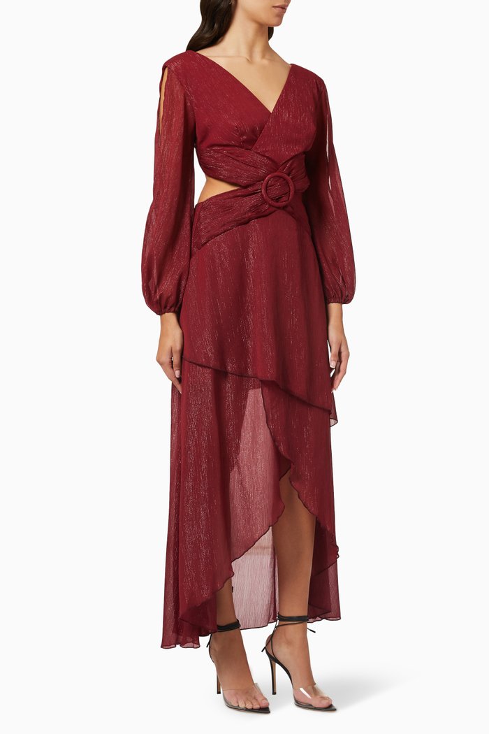 

Buckle Cut-out Dress, Red