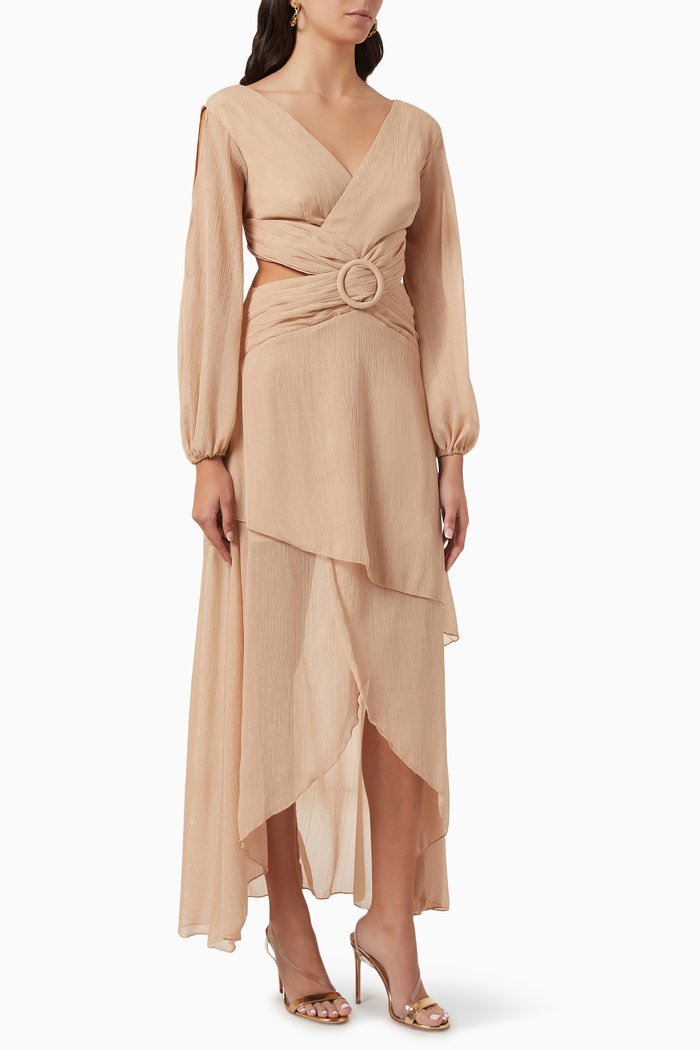

Buckle Cut-out Dress, Gold