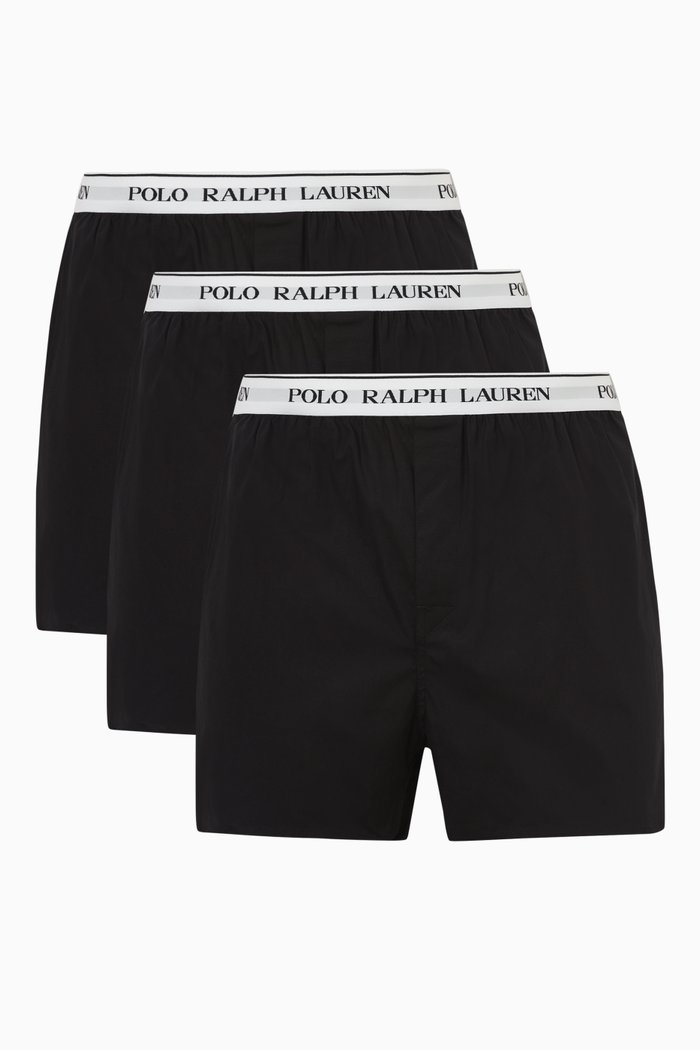 

Boxers in Cotton, Set of 3, Black