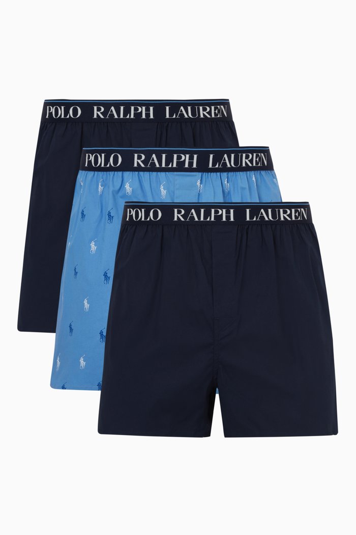 

Boxers in Cotton, Set of 3, Blue
