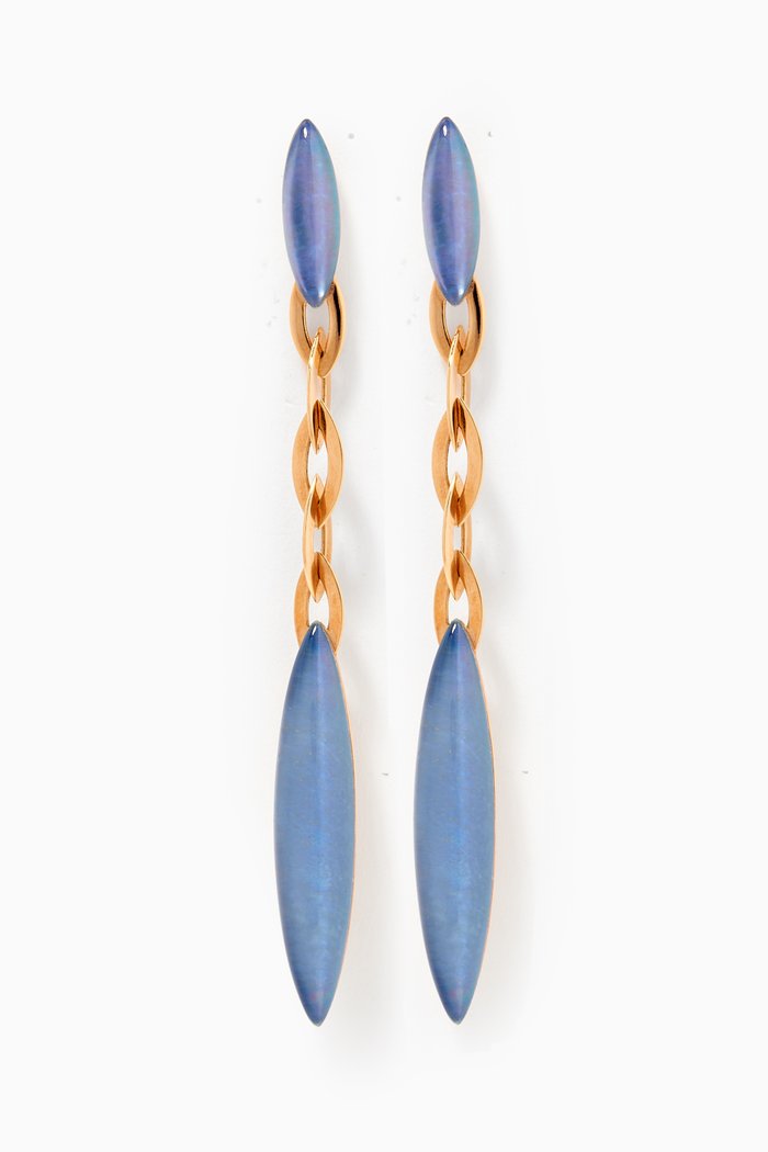 Fuseau Rock Crystal Mother-of-Pearl Lapis Earrings in 18kt Rose Gold