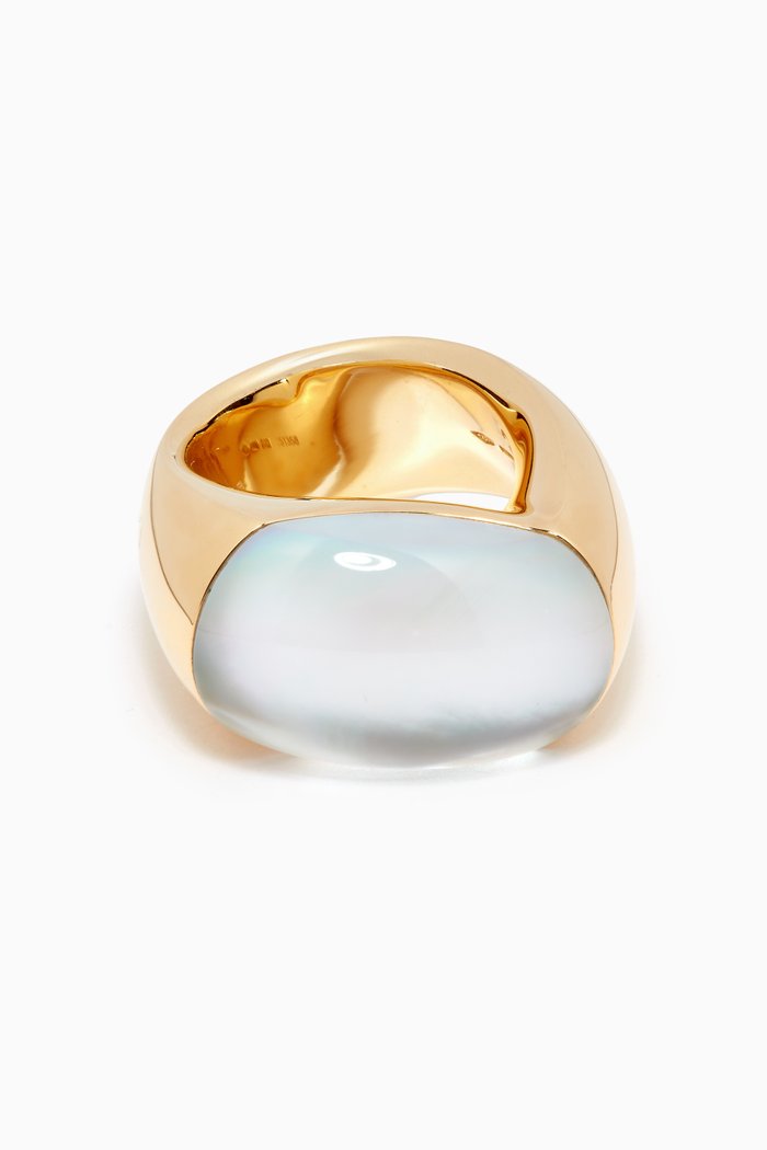 Bisquit Rock Crystal Mother-of-Pearl Ring in 18kt Rose Gold