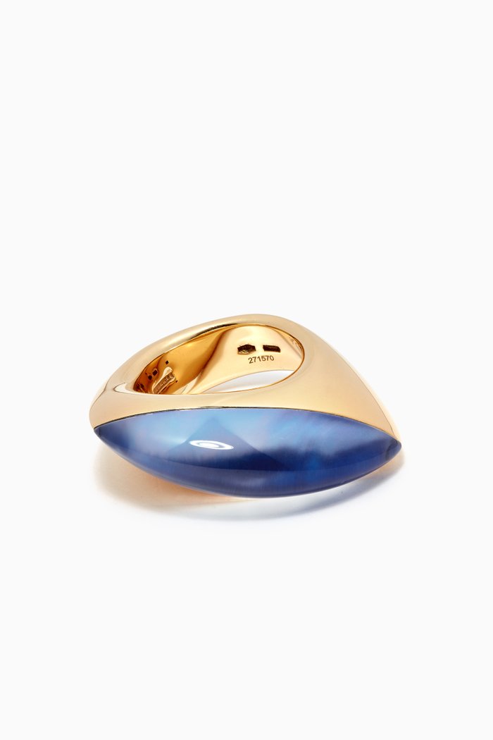 Fuseau Rock Crystal Mother-of-Pearl Lapis Ring in 18kt Rose Gold