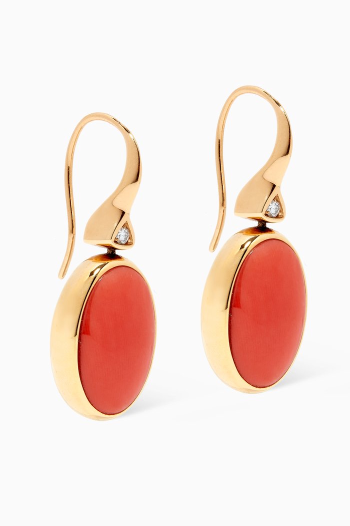 Girotondo Adularia Coral Diamond Earrings in 18kr Rose Gold