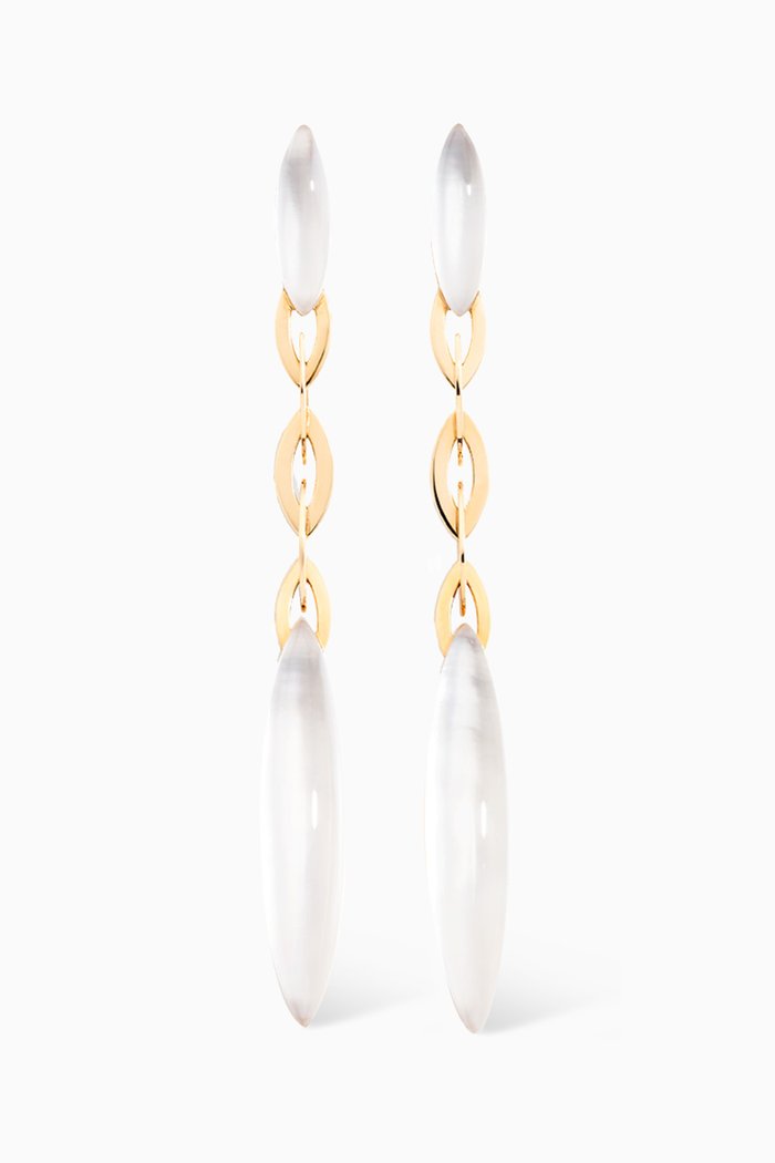 Fuseau Rock Crystal Mother-of-Pearl Earrings in 18kt Rose Gold