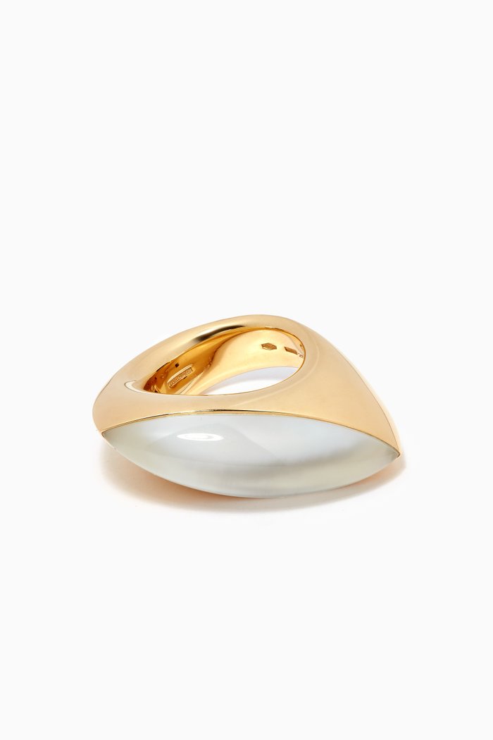 Fuseau Rock Crystal Mother-of-Pearl Ring in 18kt Rose Gold