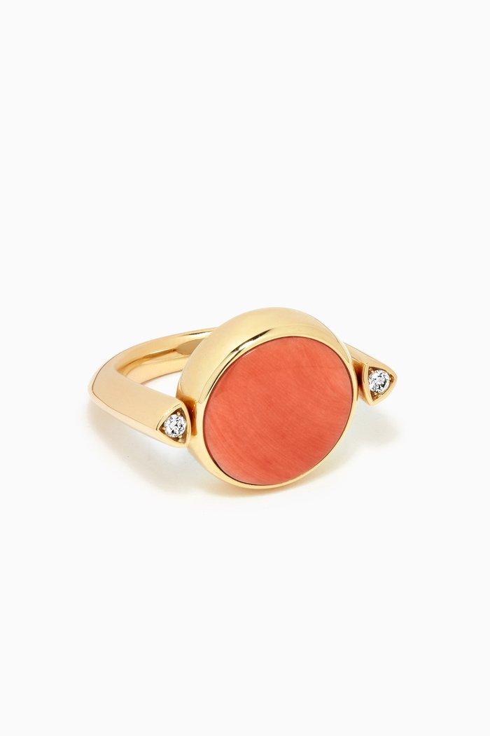 Girotondo Adularia Coral Diamond Ring in 18kt Rose Gold