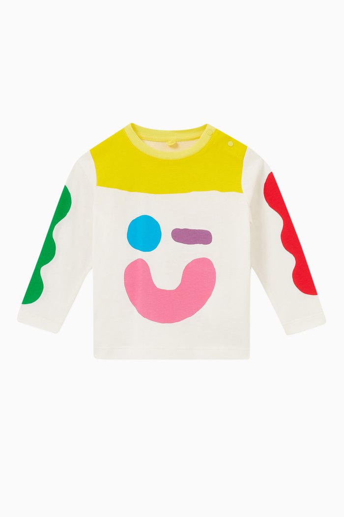 

Abstract Print Long-sleeved T-shirt in Cotton, White