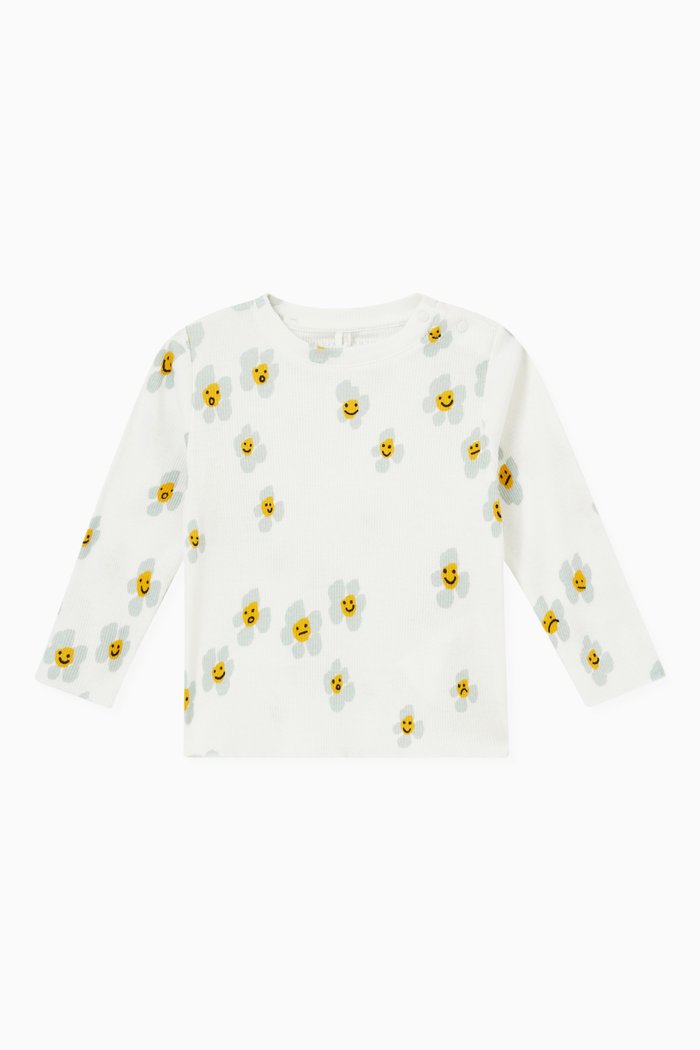 

Daisy Print T-shirt in Cotton, White