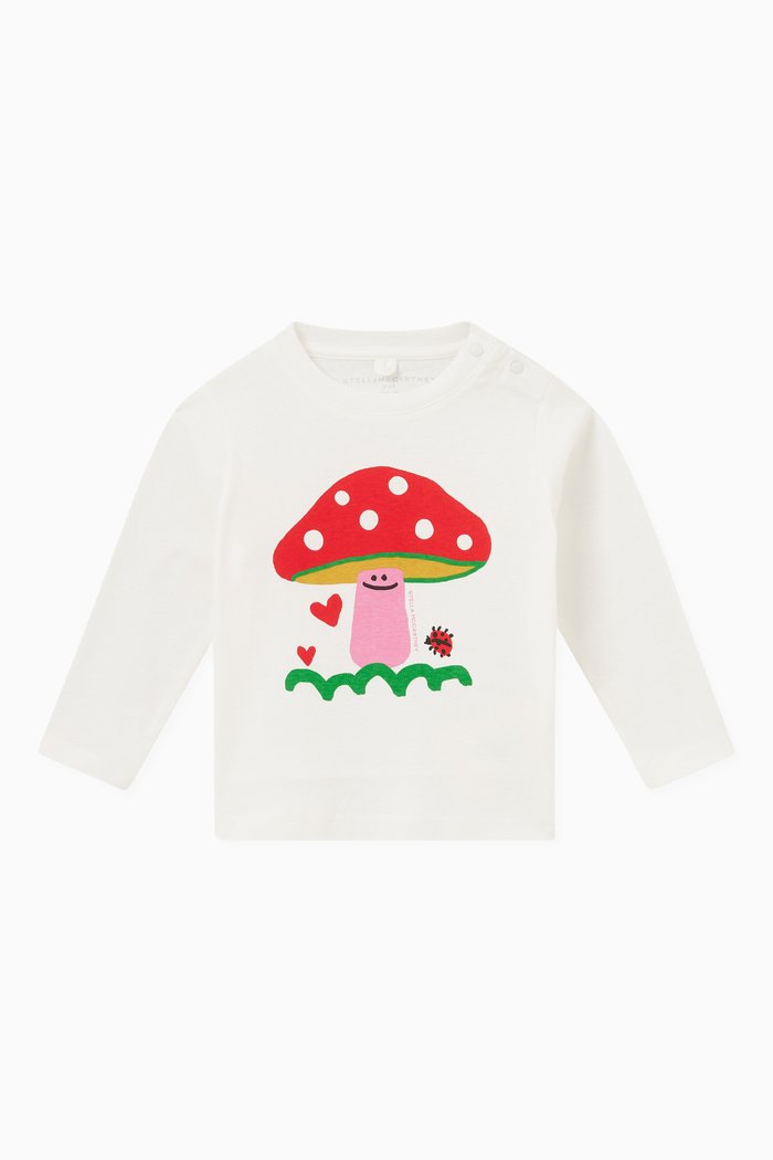 

Mushroom Print T-shirt in Cotton, White