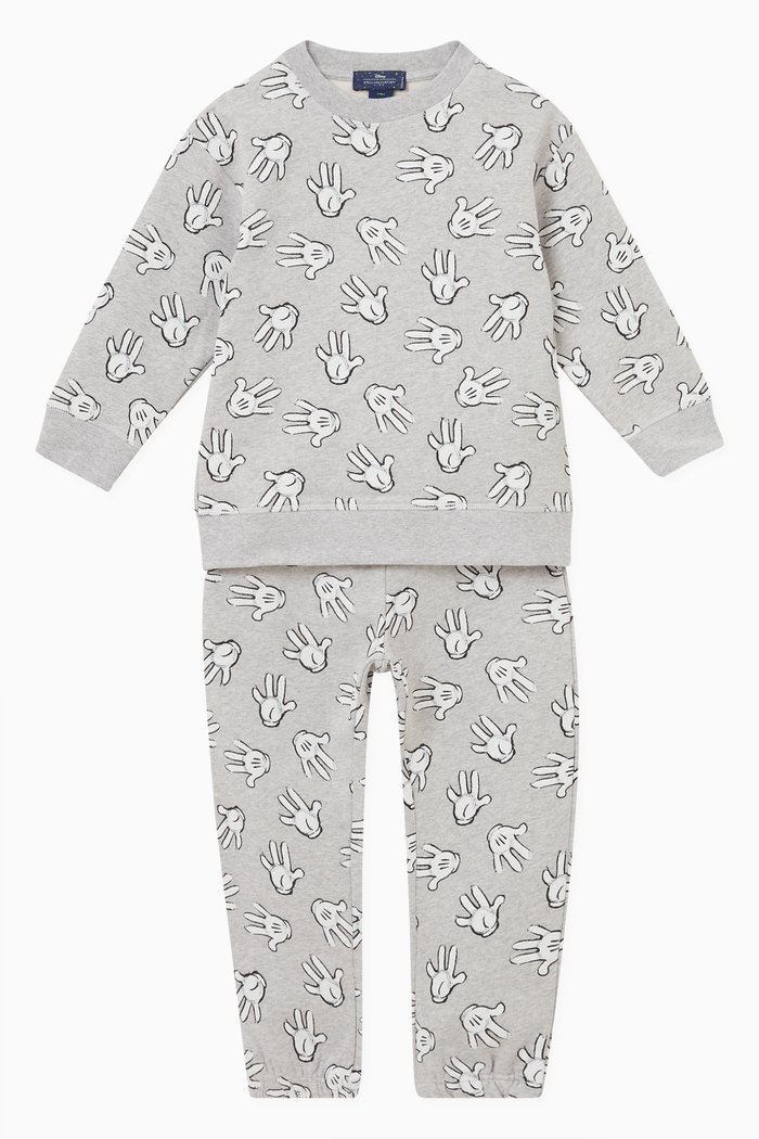 Mickey Hands Tracksuit in Cotton, Grey