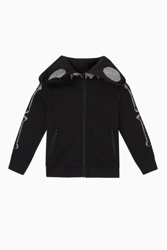 

Graphic Hooded Sweatshirt in Cotton, Black