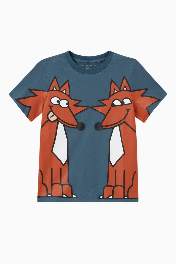

Animal Print T-shirt in Cotton, Blue