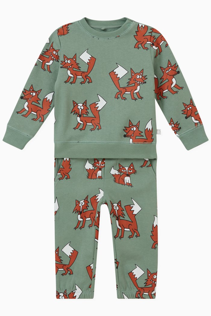 

Fox Print Sweatshirt & Sweatpants Set, Multicolour