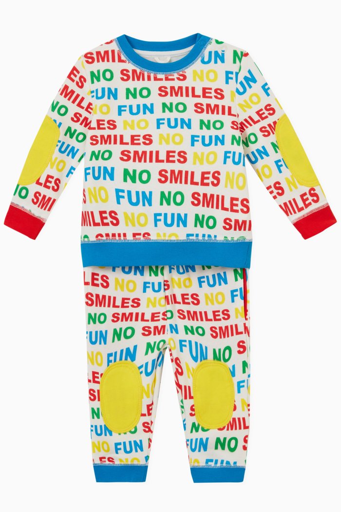 

No Smiles No Fun Sweatsuit in Cotton, Multicolour