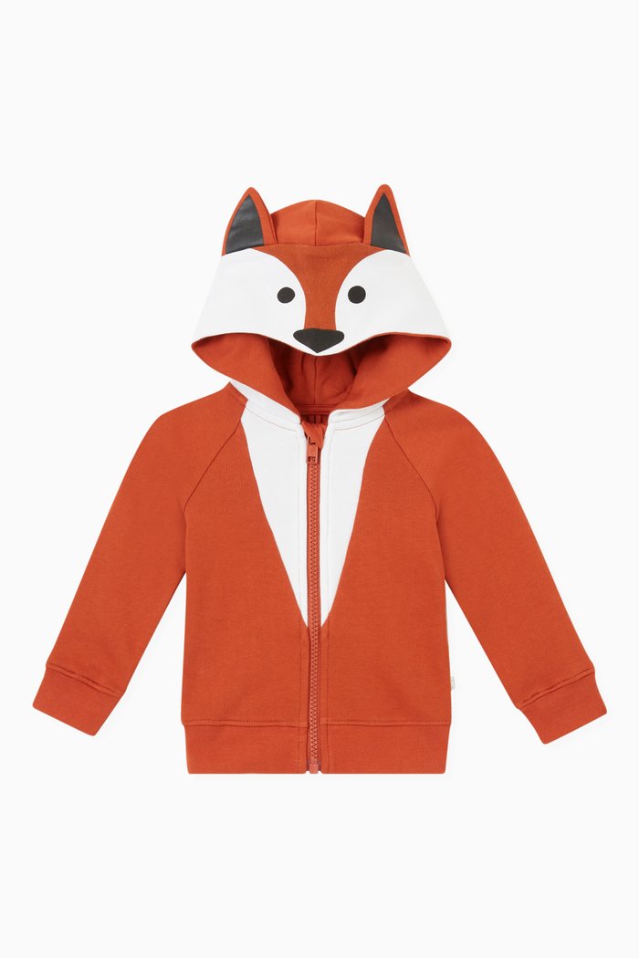 

Fox Print Hoodie in Organic Cotton, Orange