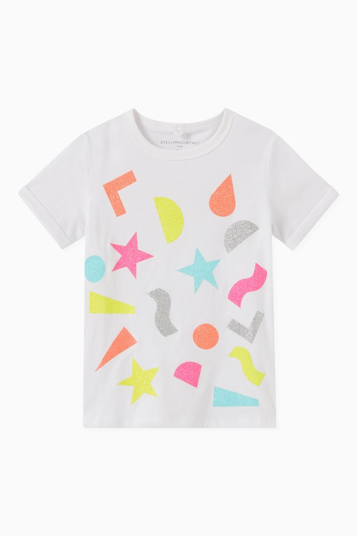 

Graphic Print Glitter T-shirt in Sustainable Cotton, Multicolour