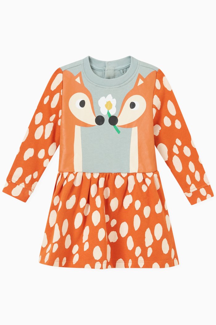 

Deer Print Dress in Cotton, Orange